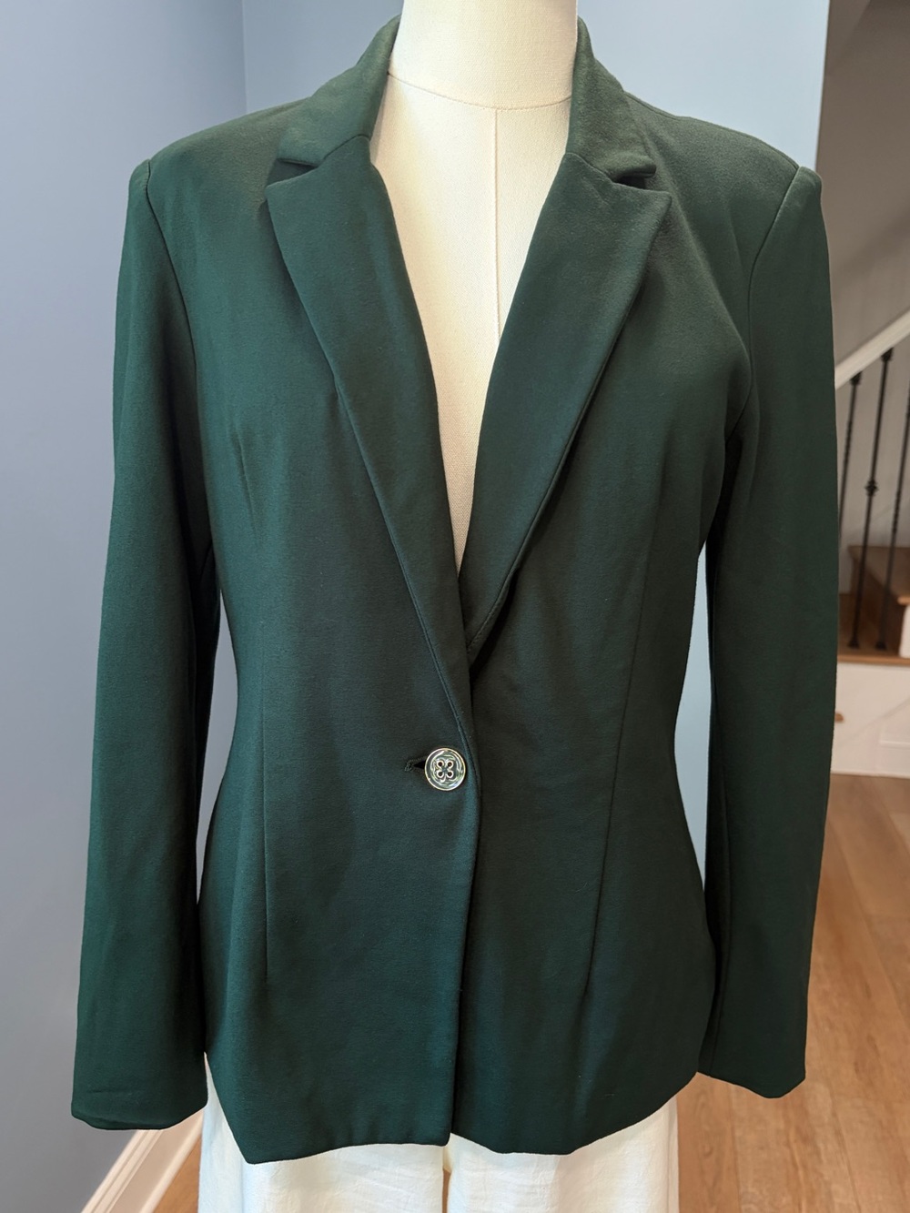 Nanette Lepore Hunter Green Ponte Blazer Single Button Tailored Jacket Size 4